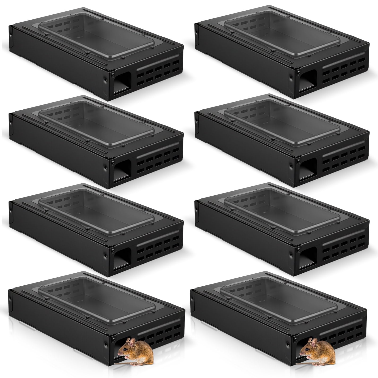 Photo 1 of Mysora 2 Packs Multi Catch Mice Trap Clear Top Humane, Large, Black