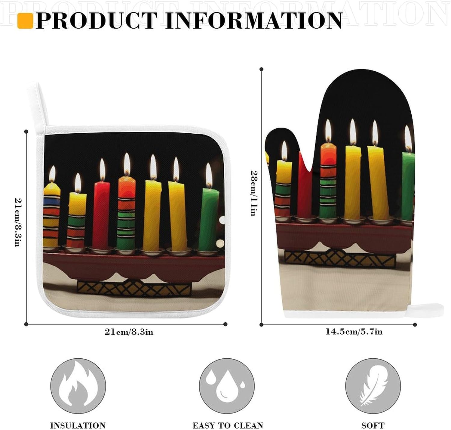 Heat Insulation Gloves, Kwanzaa Candles Printed Heat Insulation Gloves,new Heat Insulation Gloves,thick Heat Insulation Gloves image 2