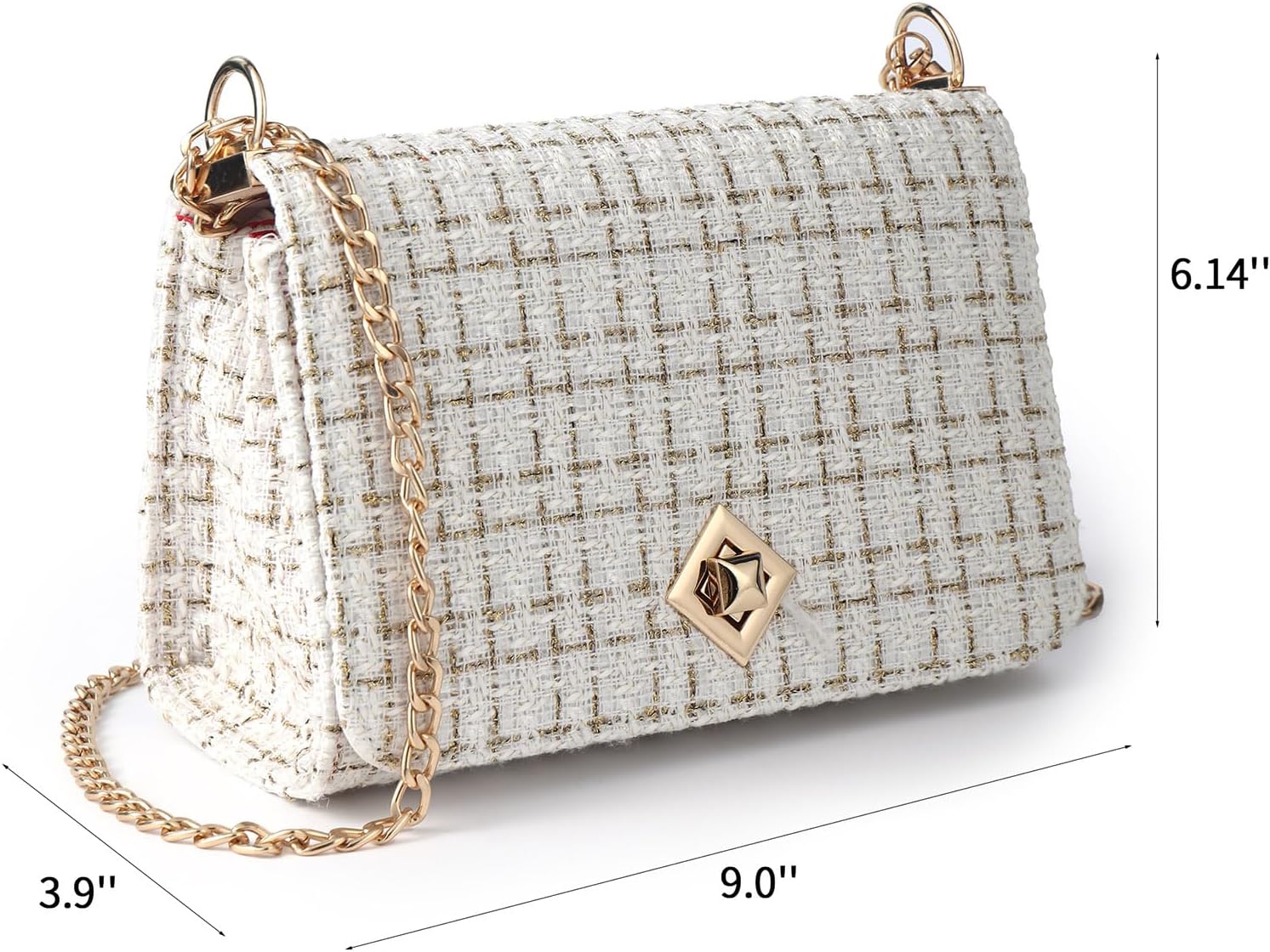 Large Shoulder Bags for Women PU Leather Cross body Bag Tweed Purses Evening Bag Clutch Satchels, with Chain Strap