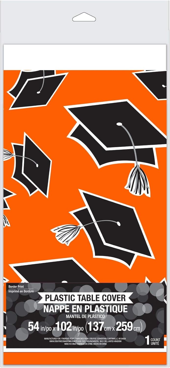 Club Pack of 12 Orange and Black School Spirit Decorative Table Cover 102”