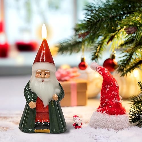 Miniatura 4 de Eldnacele Velas parpadeantes sin llama de Papá Noel con temporizador de 6 horas, funciona con pilas, talladas a mano, mecha 3D, velas LED de cera