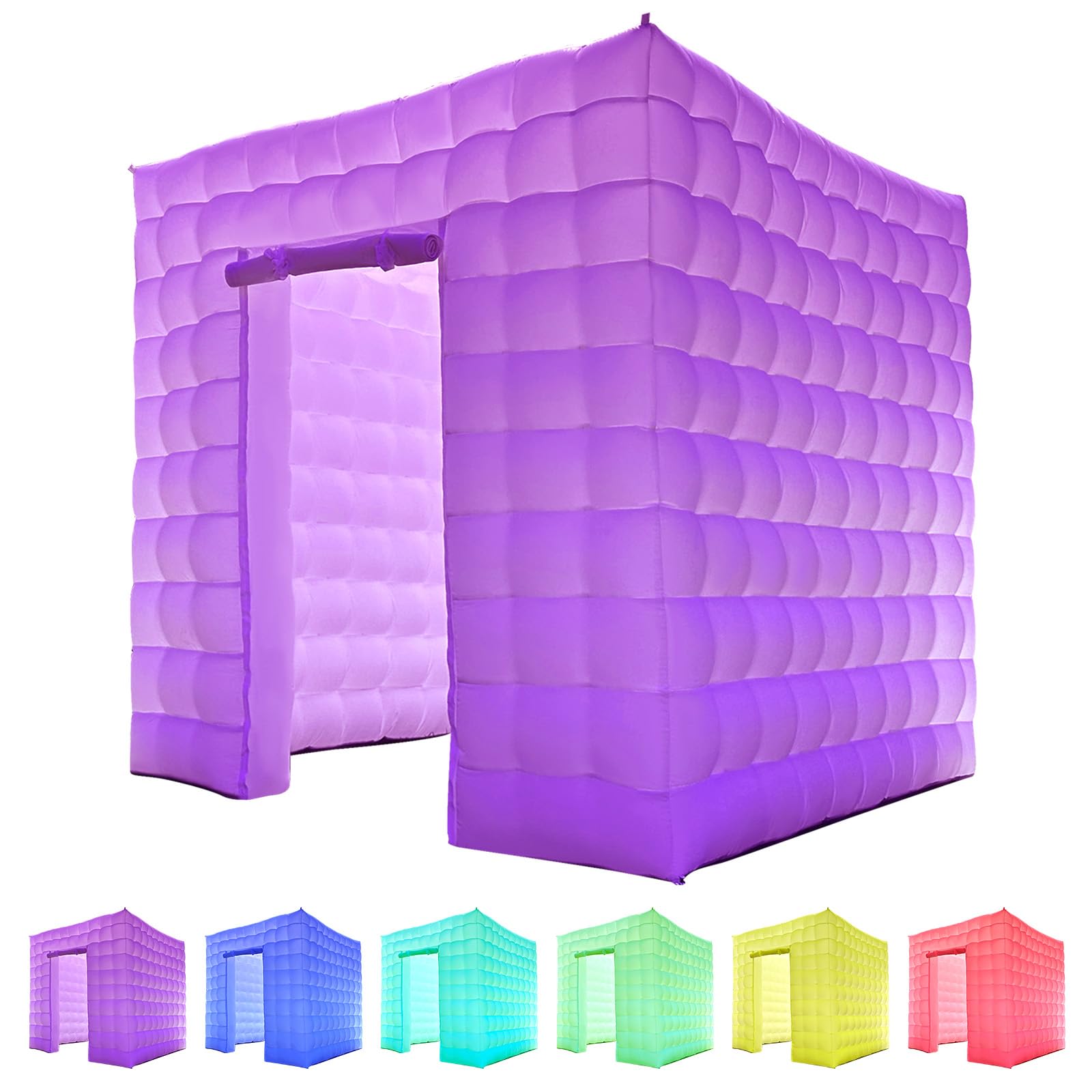 1 Door Inflatable Photo Booth, 8.2ftx8.2ft Portable 16 Colors Dimmable Shooting Inflatable Photo Booth Enclosure with Blower, for Wedding Party Events