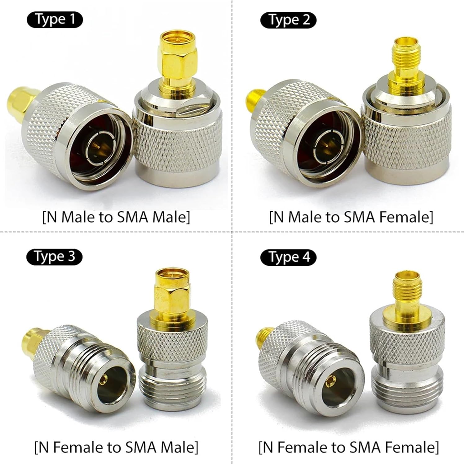 L16 N Male Female to SMA Straight Connector Converter Brass(Type 2,5PCS)
