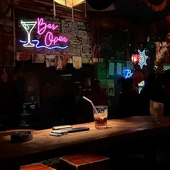 Amazon.co.jp: バーオープンネオンサイン 調光可能 LEDカクテルネオン