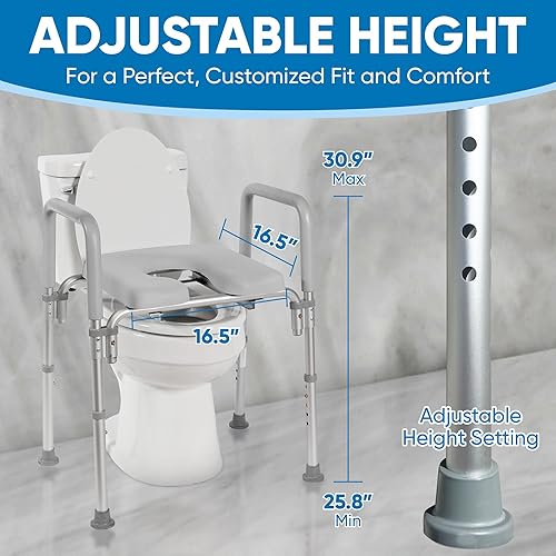 Vista 9 de Platinum Health Original Ultimate - Asiento de inodoro acolchado elevado con asas, elevador para personas mayores con altura y ancho ajustados, 330