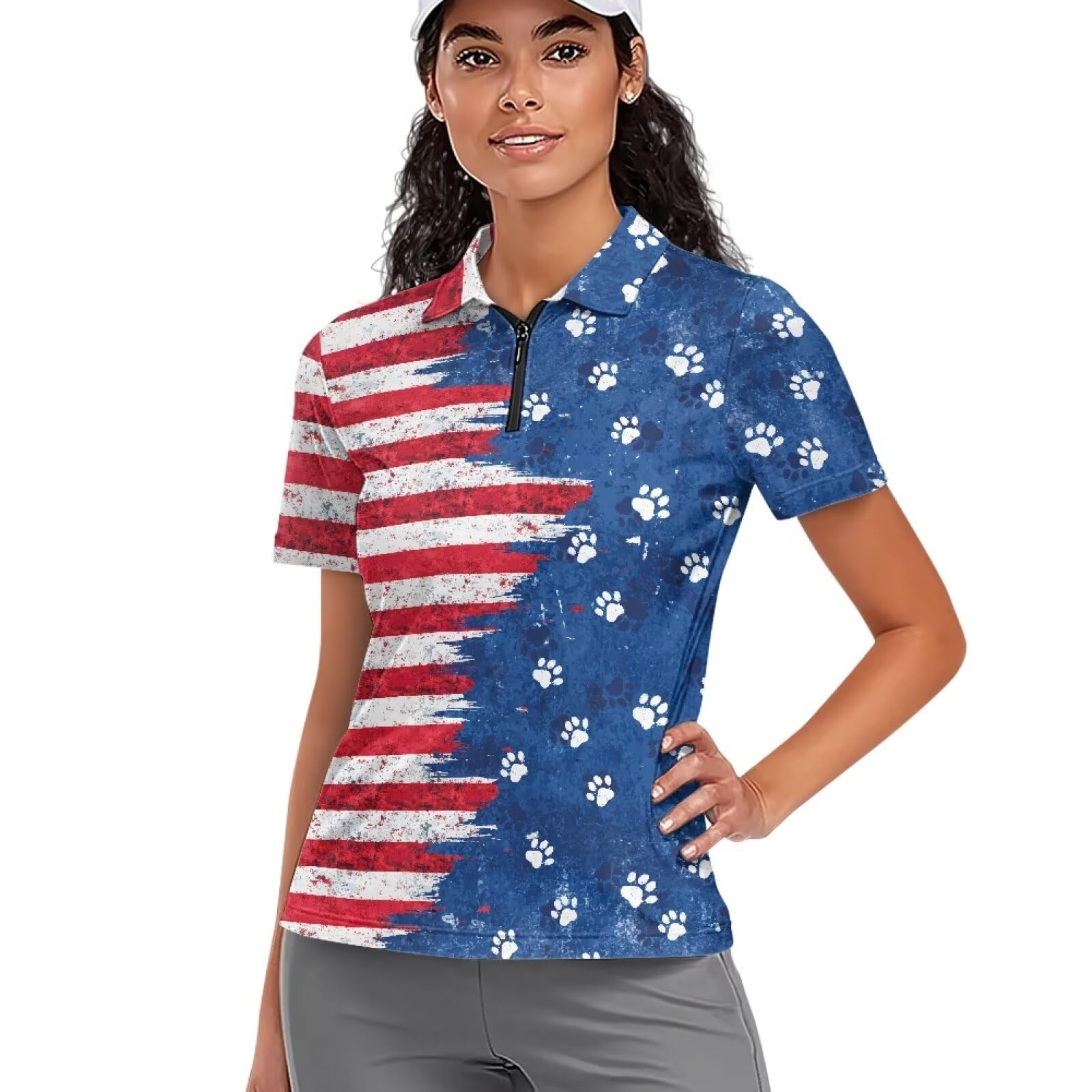 Biyejit Women's Golf Shirts Short Sleeve Quarter Zip Workout Tops for Women Moisture Wicking Dry Fit Polo Shirts