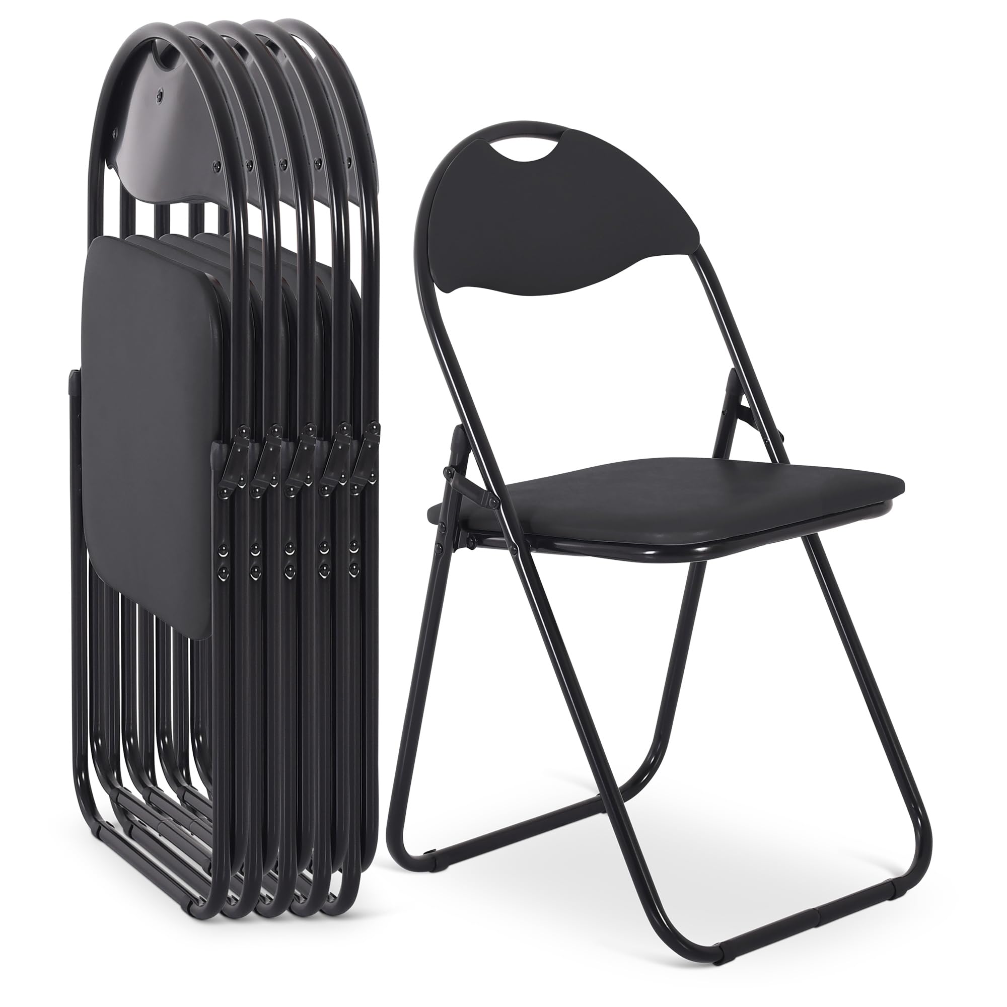 Raburg Klappstuhl 6er-Set, gepolstert, Belastbarkeit 100 kg, Metallgestell, Schwarz