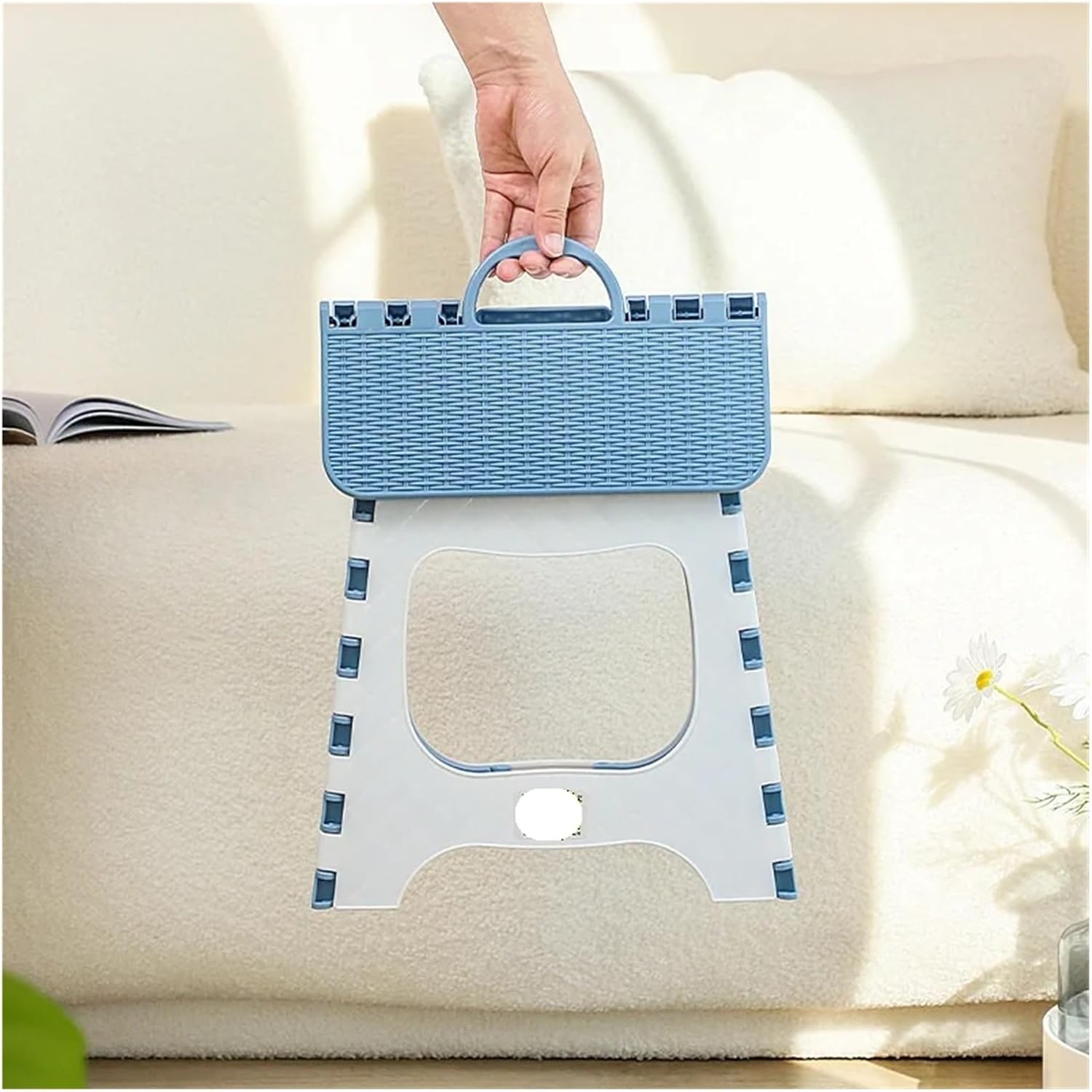 Household Folding Stool Thickened Plastic Outdoor Fishing Camping Portable Bench(202 Dark Blue)