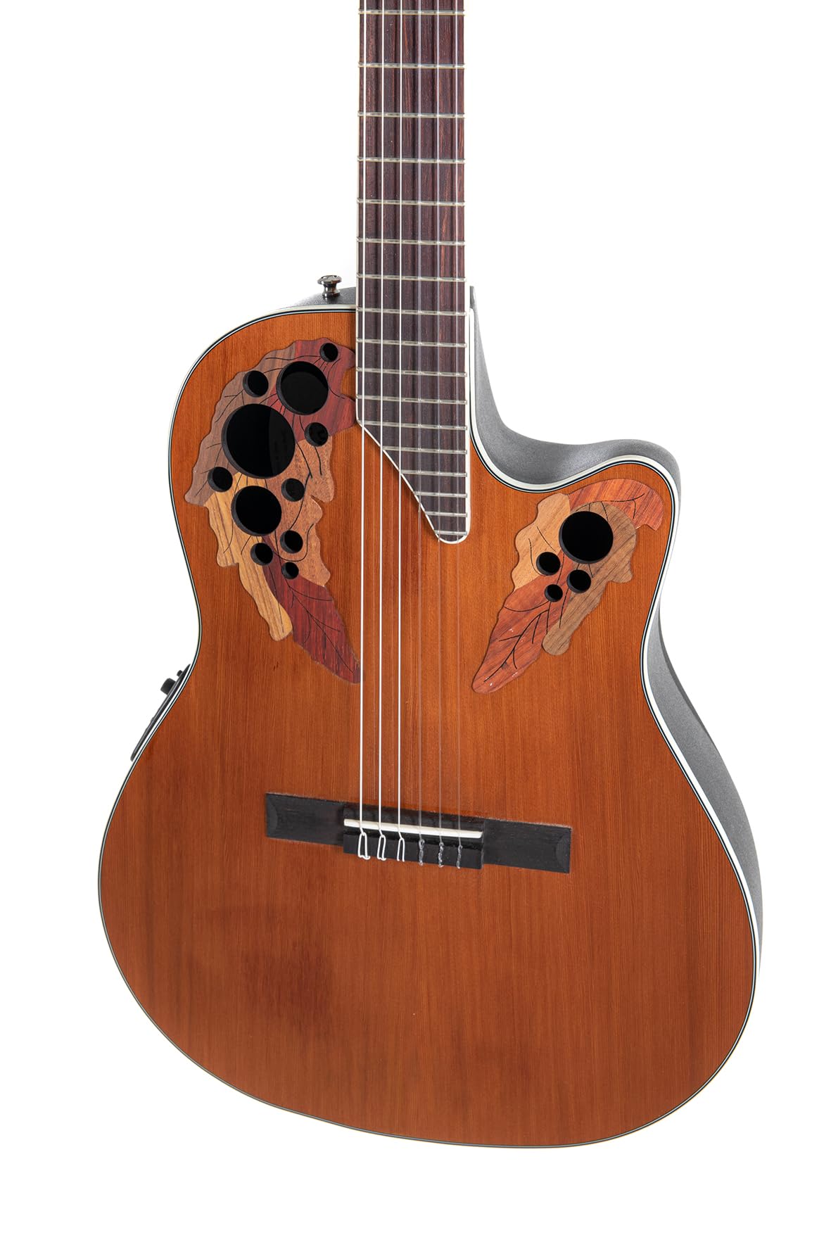 Ovation Chitarra classica elettrica Celebrity Elite CE44C in nylon Cedar – Coperta in cedro massiccio – Mid Cutaway – Mid-depth Lyrachord Body – Corde Hannabach Goldin – Naturale Gloss – CE44C-4A-G