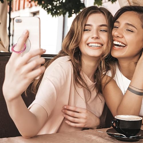 Miniatura 7 de Pink Jsoerpay - Soporte transparente para anillo de teléfono, paquete de 2, agarre de anillo transparente para teléfono celular, rotación de 360,