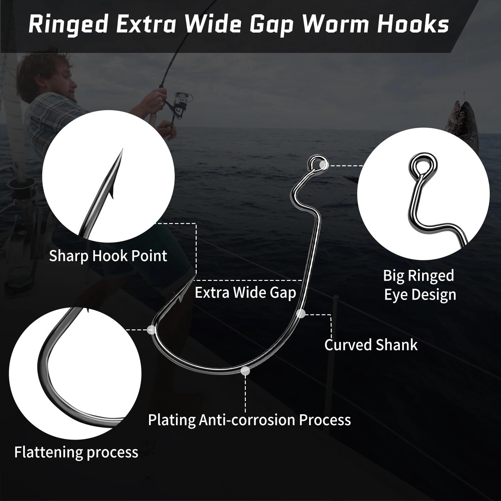 Ami da Pesca Ami for la Pesca alla spigola 25-100 Pezzi Offset Worm Hook Rig Esche Vive for Acqua salata d'Acqua Dolce