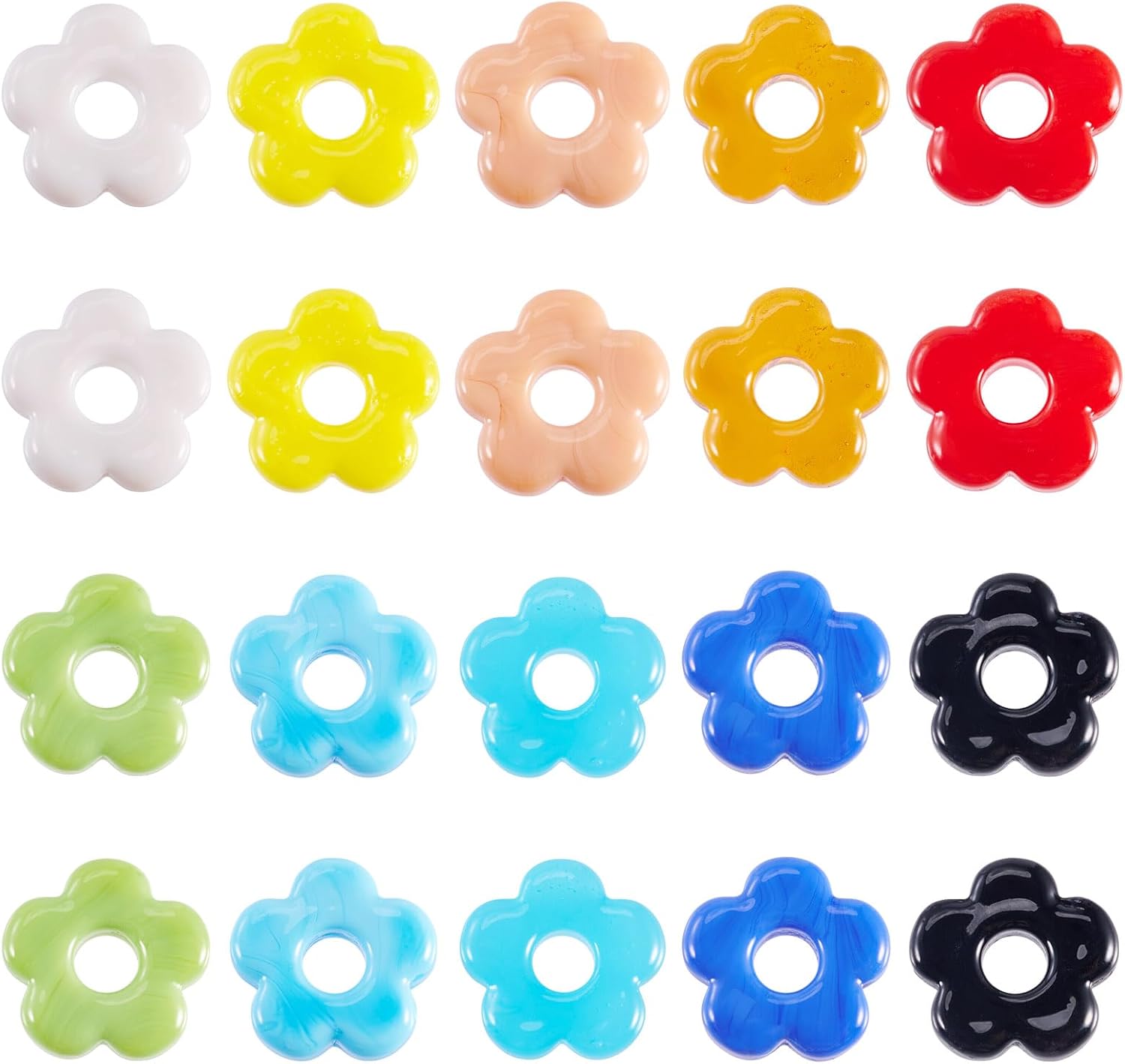 40Pcs Hollow Flower Lampwork Glass Beads Colorful 5-Petal Flower Crystal Beads Cute Blossom Floral Loose Spacer Bead for DIY Crafts Earring Necklace Lanyard Jewelry Making - Image 7