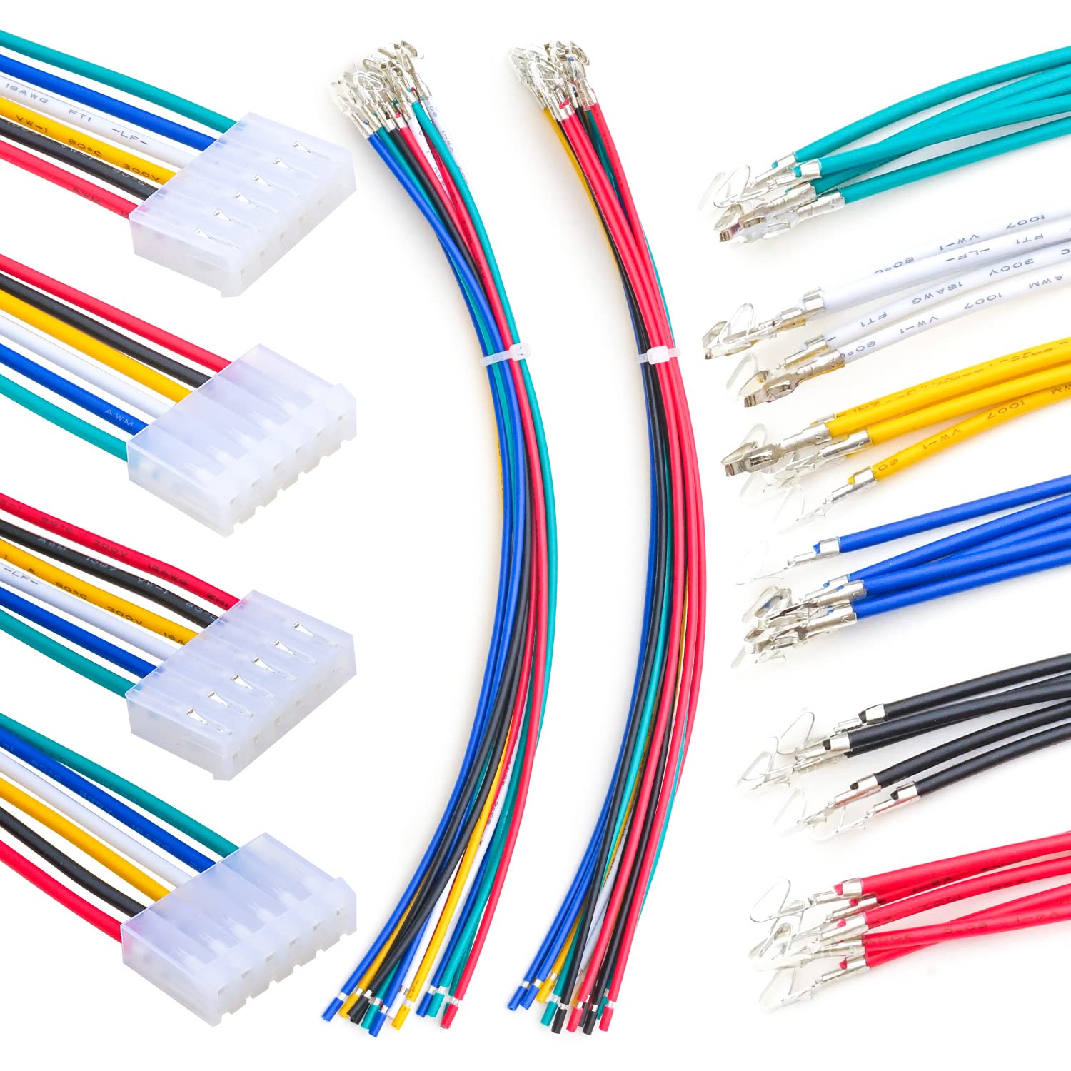 KeszooxJst CH 3.96MM 6 Pin Connector Socket Kit Total 5 Sets with 30Pcs 210MM 18AWG Pre-Crimped Cables Wire Jst-CH 6 Pin Connector