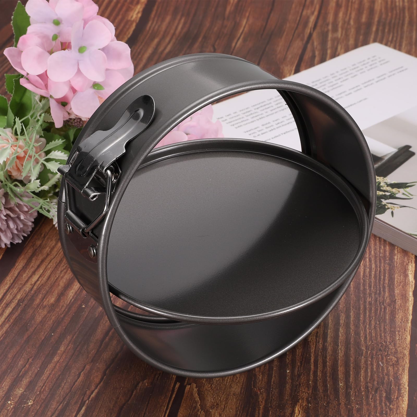 uxcell Teglia antiaderente per torte con fondo rimovibile, rotonda, a prova di perdite, per cottura, torte di formaggio, pizza, biscotti, nero