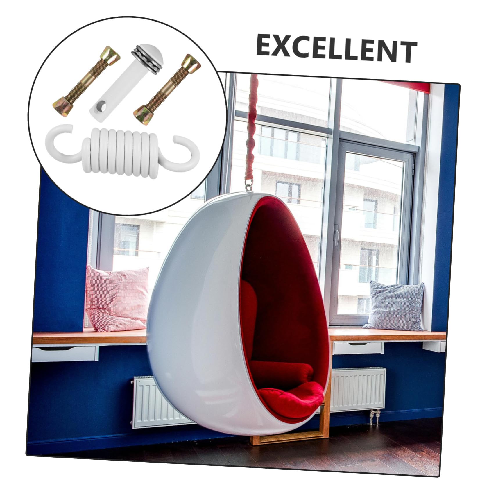 Mikikit Kit de Ressort Suspendre pour Hamac et Chaise Suspendue, Acier Allié Fer Blanc, Robuste, Absorbe Les Chocs, Jardin et Camping