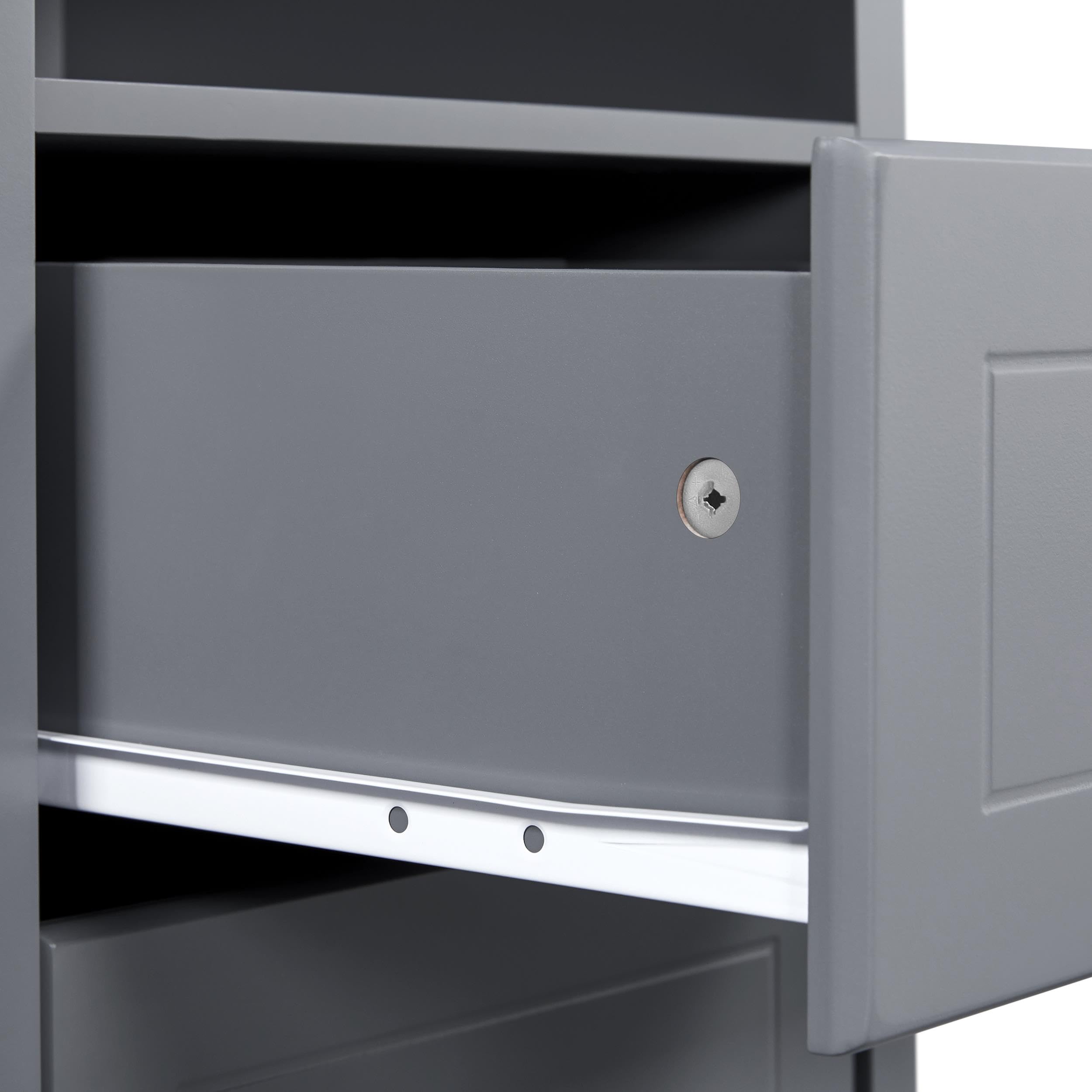 Yaheetech Nachttisch Nachtschrank mit 2 Schubladen und 1 Ablagefach Boxspringbett Bestelltisch Nachtkommode Schubladensrank für Schlafzimmer/Wohnzimmer, Dunkelgrau