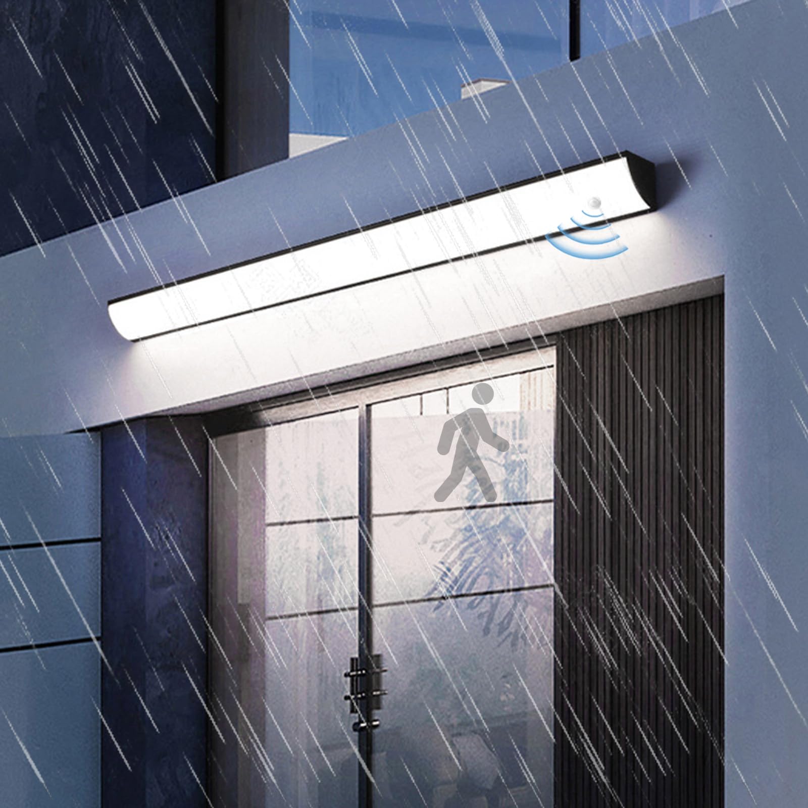 Applique murale extérieure LED 90cm design noir étanche pour façade haut de gamme - 8