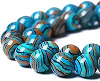 Vista 3 de 38 piezas de cuentas de piedra natural de malaquita azul de 10 mm, cuentas sueltas redondas de gemas para hacer joyas, pulsera, collar de 38 cm