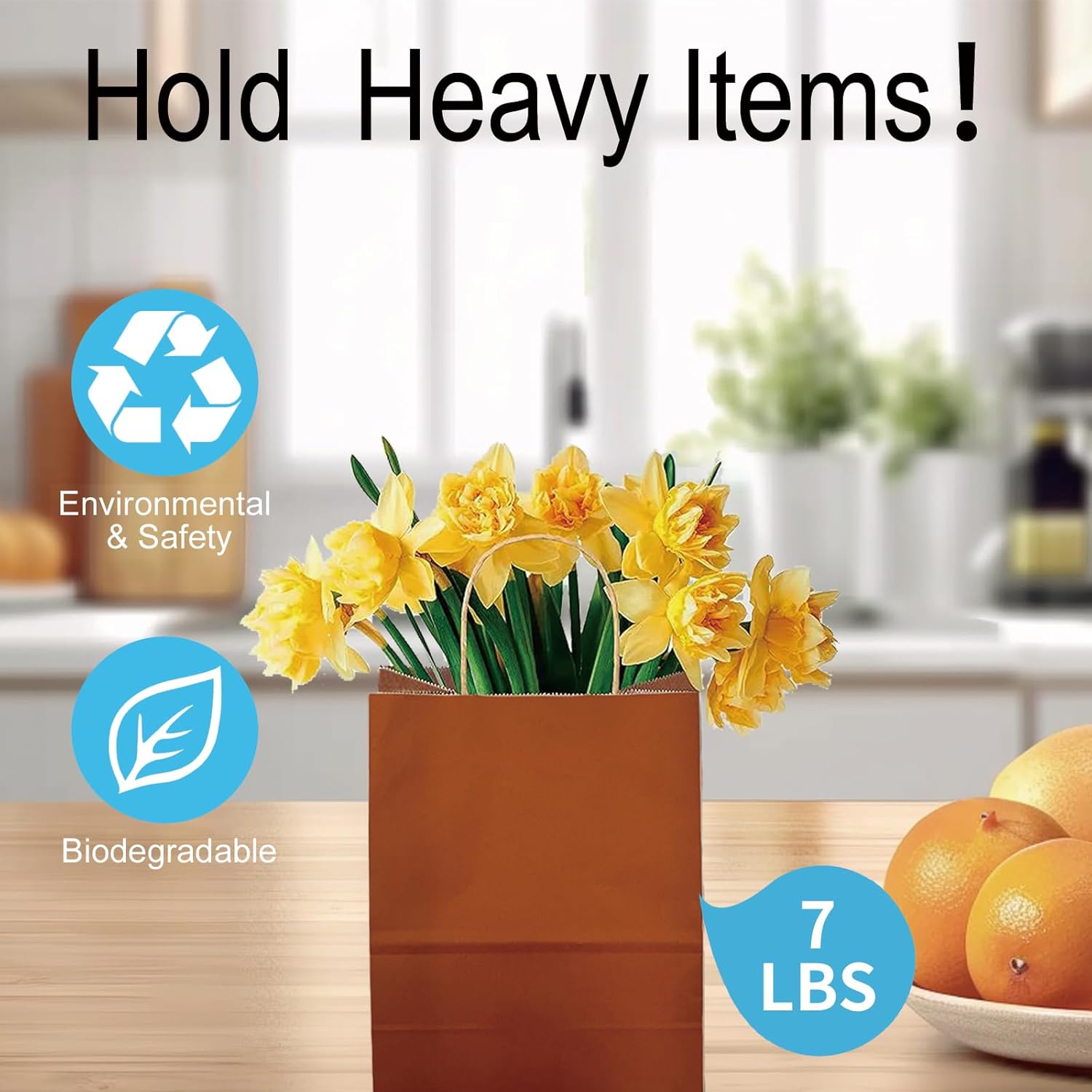 BAG BOX 50 Pack Small 5.9x3.1x8.25 Inch Orange Kraft Paper Gift Bags with Handles for Bulk Shopping, Retail, Craft, Party Favors, Wedding, Grocery & Sacks - Image 5