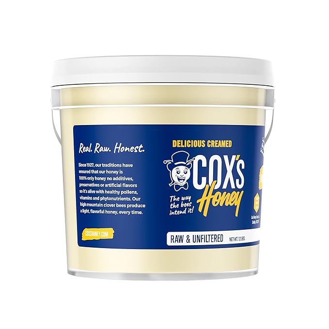 Cox's Honey - Miel Cremosa Batida Cruda Sin Filtrar 100% Pura de Trébol (12 lbs) miniatura 4