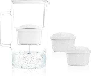 Wessper Jarra Filtradora, 3 Litros, set Agua Cristal y 2 Filtro de Agua, Compatible con Brita Maxtra, Jarra Filtrante de Agua con Filtro de Carbón Activado - Blanco