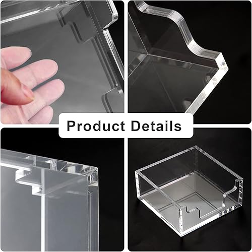 Miniatura 4 de 3 x 3 soportes para bloc de notas acrílico transparente, soporte para bloc de notas adhesivas, dispensador de notas adhesivas para dormitorio y