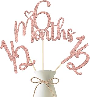 6 Months Centerpiece Sticks, 1/2 Birthday Decorations, Baby Half Year Old Party Decors, Celebrating Sweet 6 Month Baby Shower Party Decorations, 6 Months Anniversary Party Supplies 12 Pieces Rose Gold