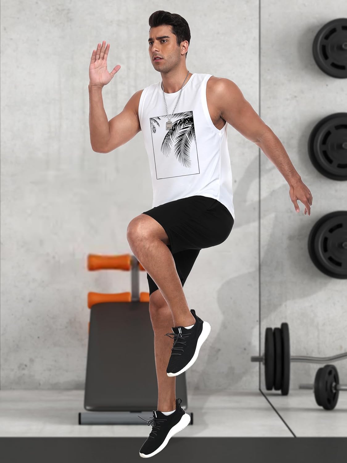 Bupekbee Mens Graphic Tank Tops Sleeveless Workout Gym Shirts Beach Hawaiian Coconut Tree Patriotic Style T-Shirt - Image 2