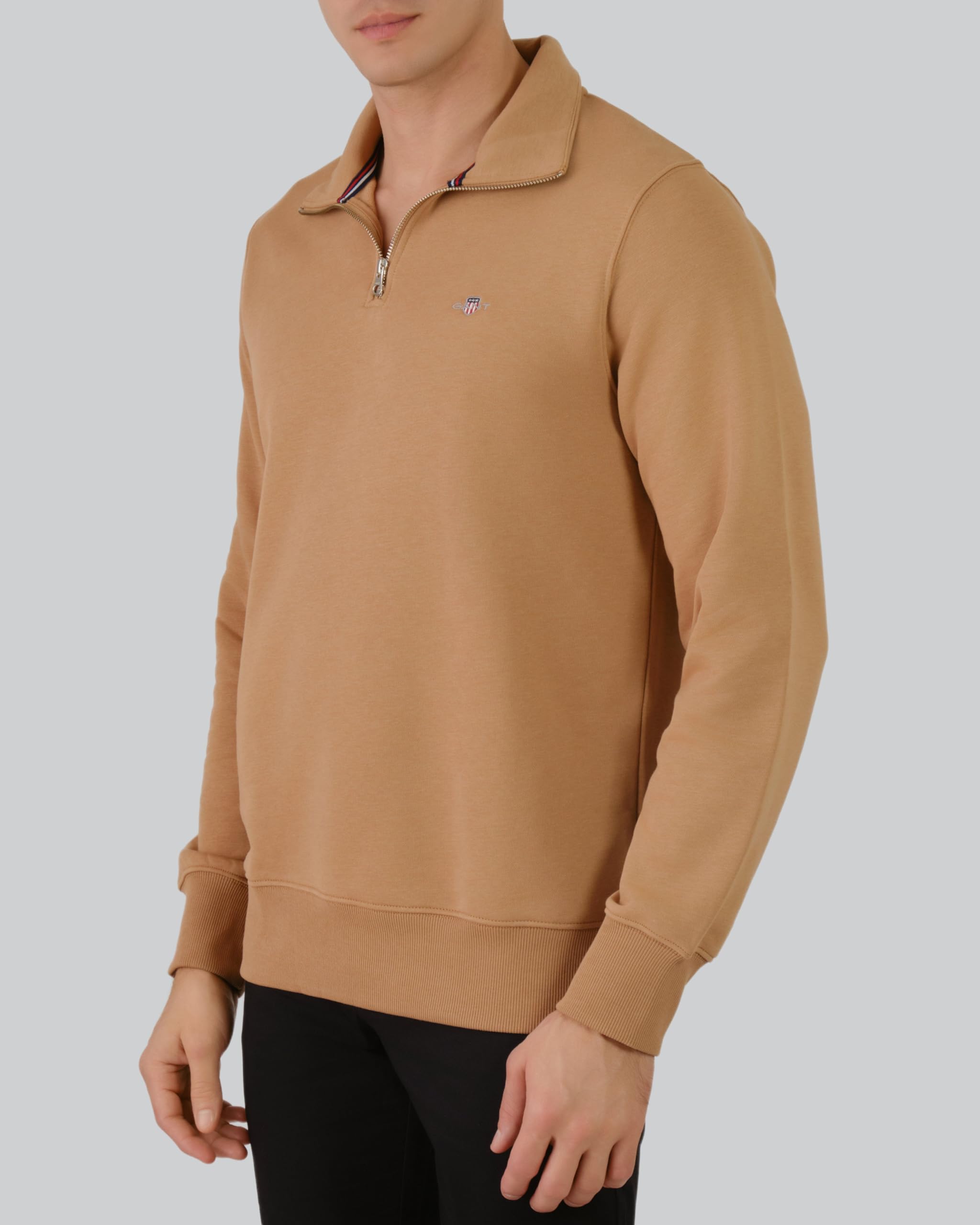 GANT Hombre Sudadera con Cremallera 1/4 con Escudo Regular, Bubblegum Pink