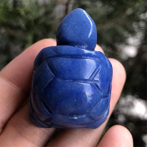 Miniatura 3 de faovramulet Estatua de animal de tortuga de piedra tallada a mano, escultura de estatua de bolsillo, aventurina azul de 1.5 pulgadas