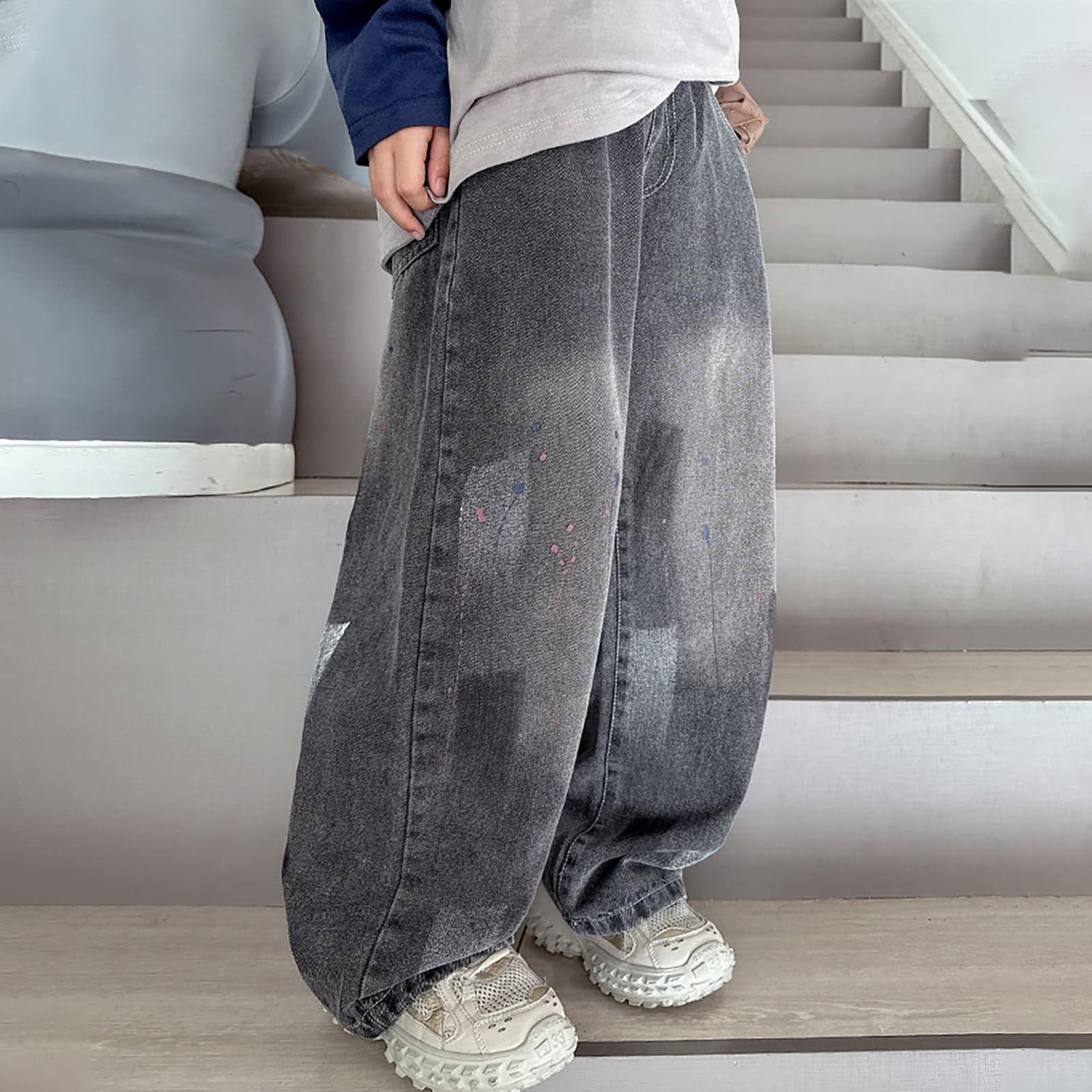 Pantaloni Baggy Ragazzo - Jeans Per Bambini Comodi Pantaloni In Denim Elasticizzato Casual Larghi Lunghi Per La Scuola All'Aperto Da Indossare Tutti I Giorni Abbigliamento Autunnale E Invernale