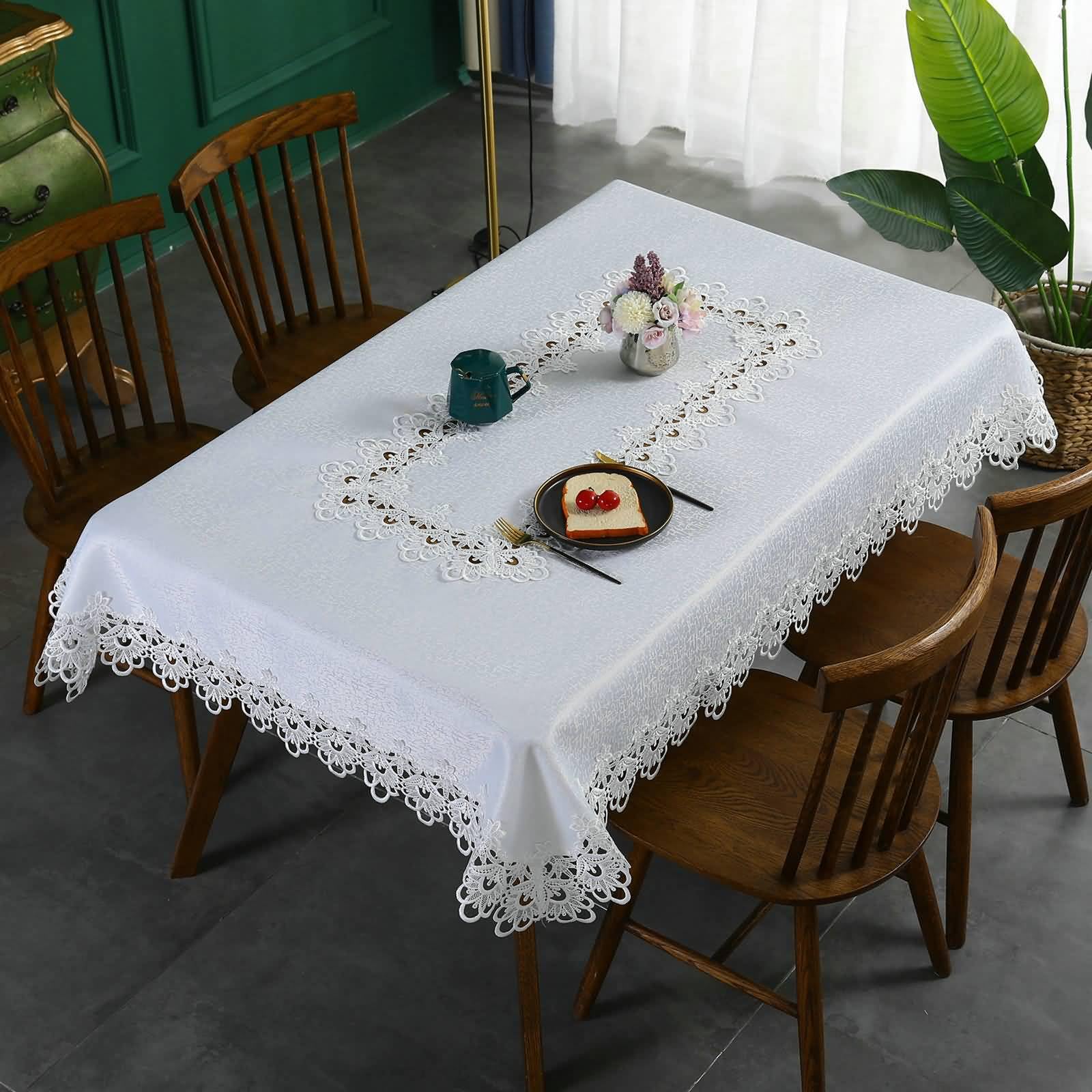 Tovaglie Antimacchia Poliestere, Bianco, 110x110cm