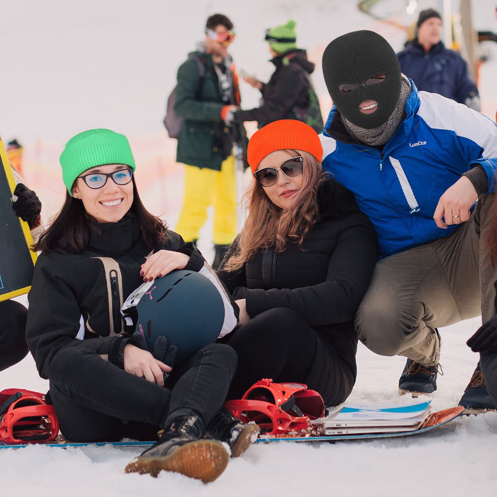 2 Pieces 3-Hole Full Face Mask Cover Ski Mask Winter Balaclava Cap Knitted Face Cover for Winter Outdoor Sports