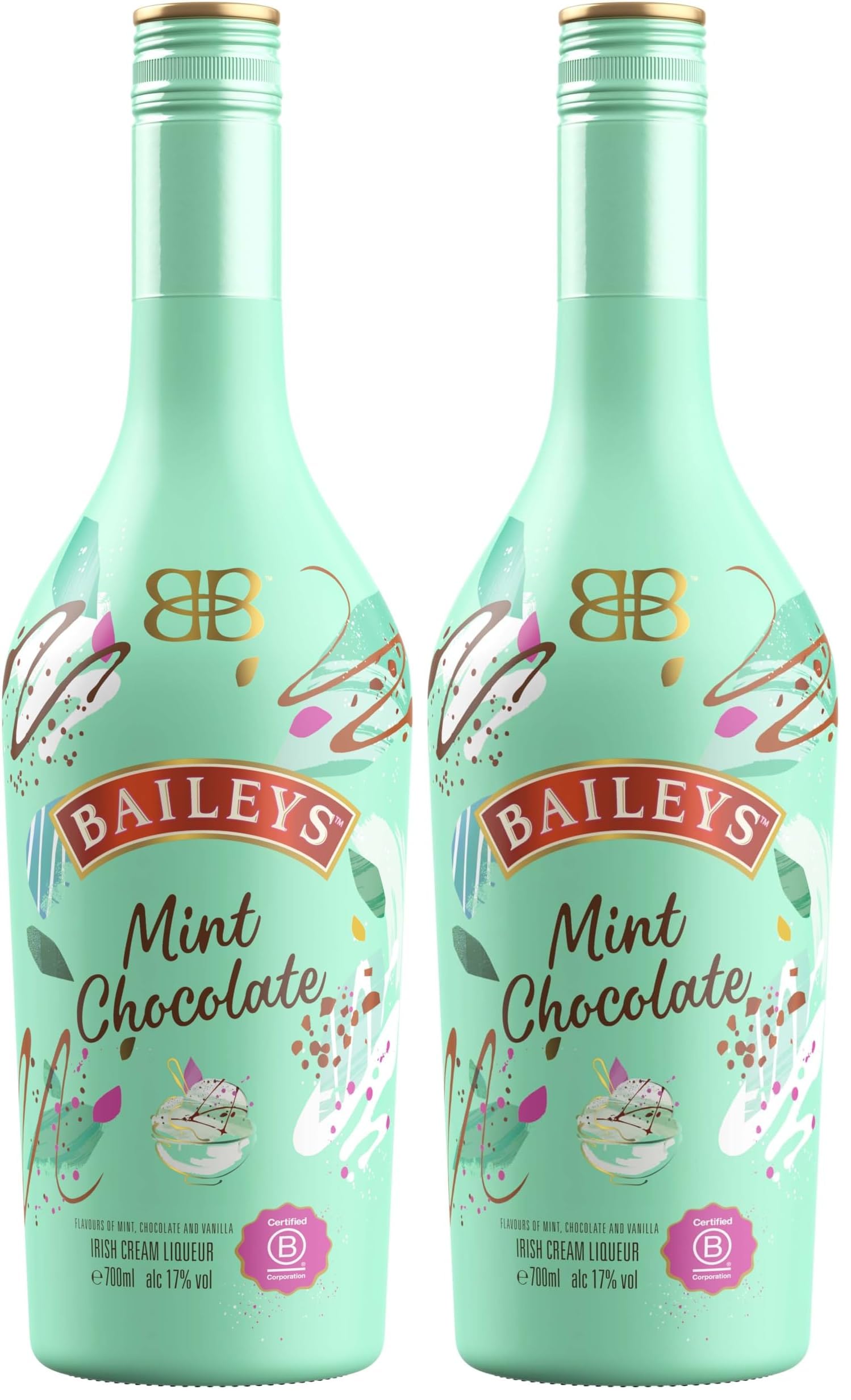 Baileys Mint Chocolate, limitierte Edition, irischer Sahnelikör, Geschenkidee, ideal für Cocktails und Desserts, 17% vol, 700 ml (Packung mit 2)