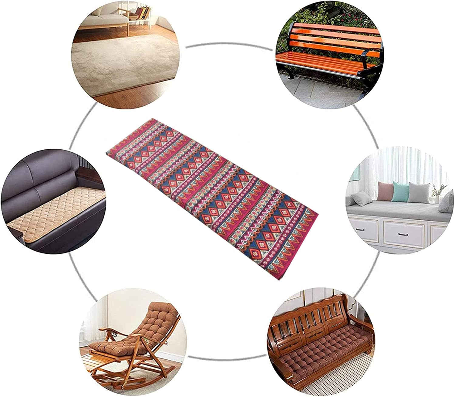 Long Rectangular Garden Bench Cushion, 48x14x1.5inches Patio Non-Slip Replacement Chair Seat Pad Outdoor Indoor Sofa Swing Chair Loveseat Settee Pattern Seat Mat