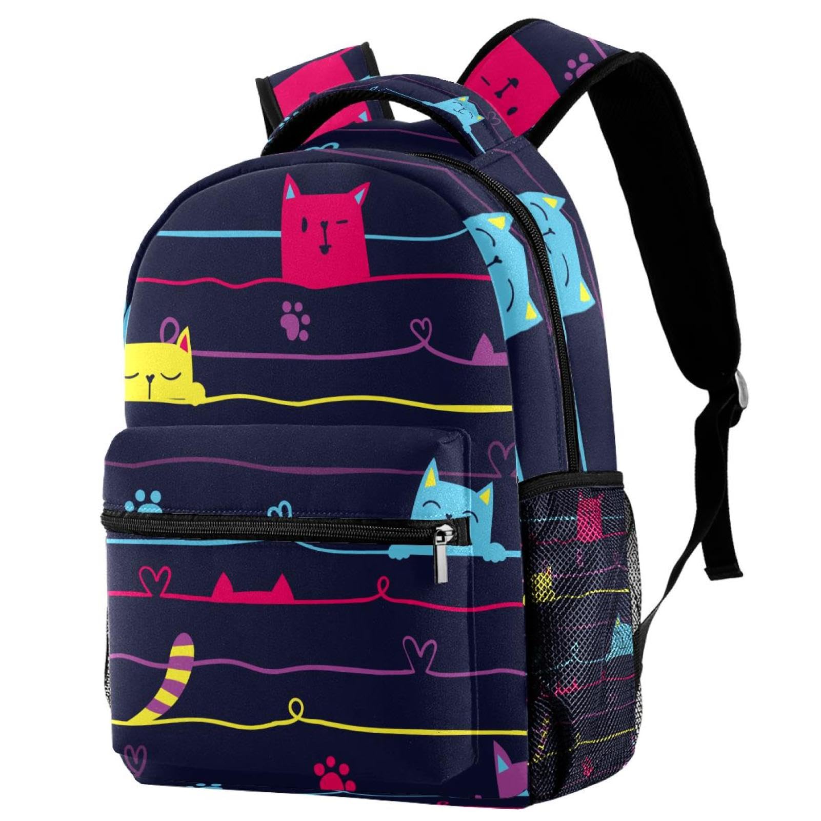 Sac de voyage décontracté et spacieux à motif chat avec bretelles confortables pour filles