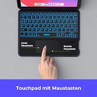 seenda iPad 10 Generációs Tok QWERTZ Bluetooth Billentyűzettel - 7 Színű Háttérvilágítás, Érintőpad, Tolltartó, Levehető Billentyűzet, 10.9" 5