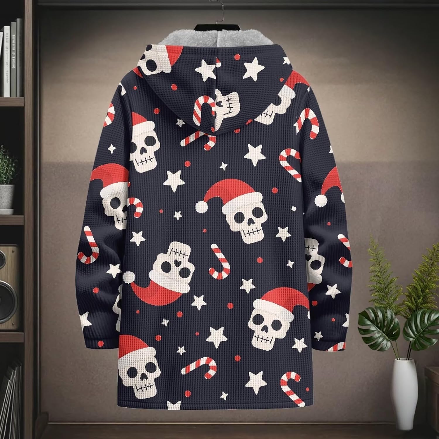 AFPANQZ Mens Long Cardigan Jackets Full Zip Fleece Lined Hoodies Warm Knitted Sweatshirt Hooded Coat with Pockets