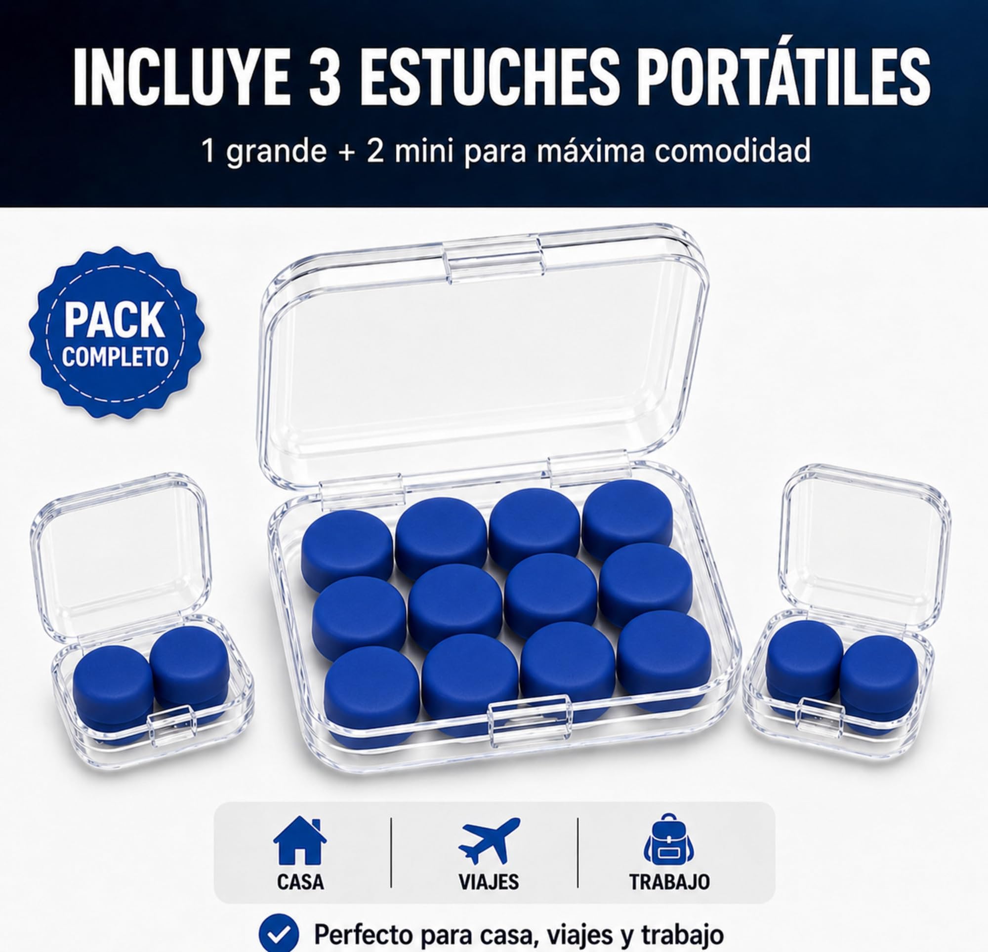 16 Tapones Para Dormir Silicona Moldeable Reutilizable Antiruido Comodos Oidos Sensibles Azul Reducen Ruido Ronquidos Vecinos Viaje Estuche Portatil Ajuste Personalizado Descanso Profundo Uso Diario