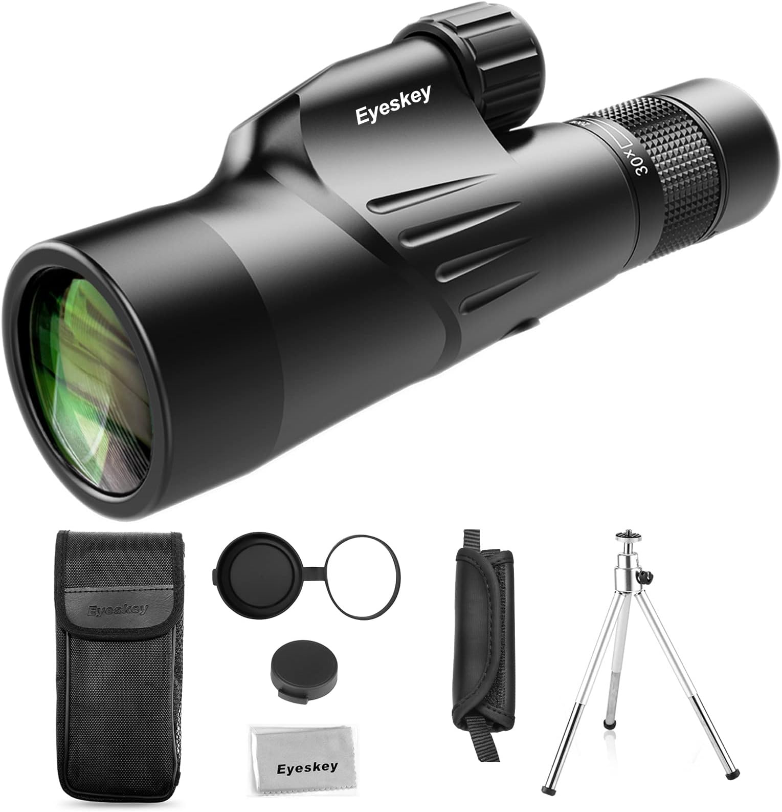 Eyeskey HD 10-30x50 High Powered Zoom Monocular Telescope - Waterproof and Fog-proof - Bright and Clear FMC Lens - Coated Bak-4 Prism - Single Hand Focus Scope for Concert, Traveling, Wildlife Scenery