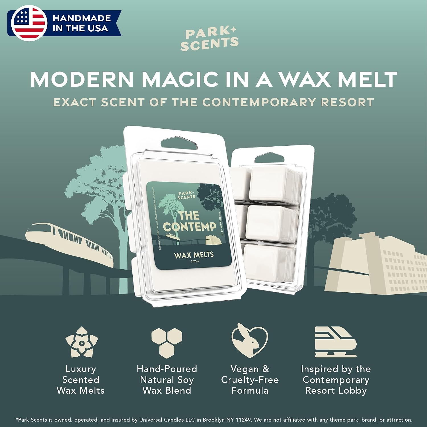 Park Scents The Contemp – Theme Park Resort Hotel Inspired Luxury Candle Wax Melts – Clover Aloe Jasmine Wax Cubes – Vegan Soy Blend, Made in USA – Birthday Gifts for Women, Sister, Hostess (3 Pack)