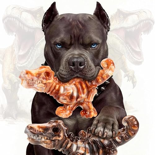 ODinoBone 2-Pack Tough Dog Chew Toys for Aggressive Chewers,