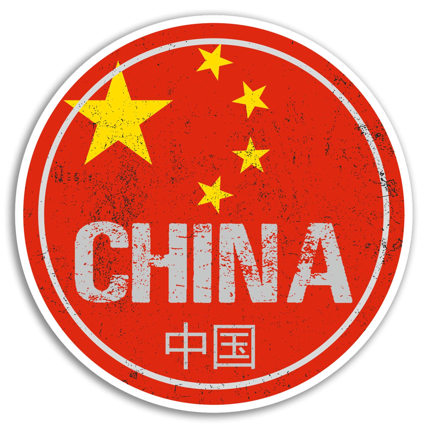 2 x 10cm China Vinyl Stickers - Flag Travel Sticker Laptop Luggage #20110 (10cm Wide)