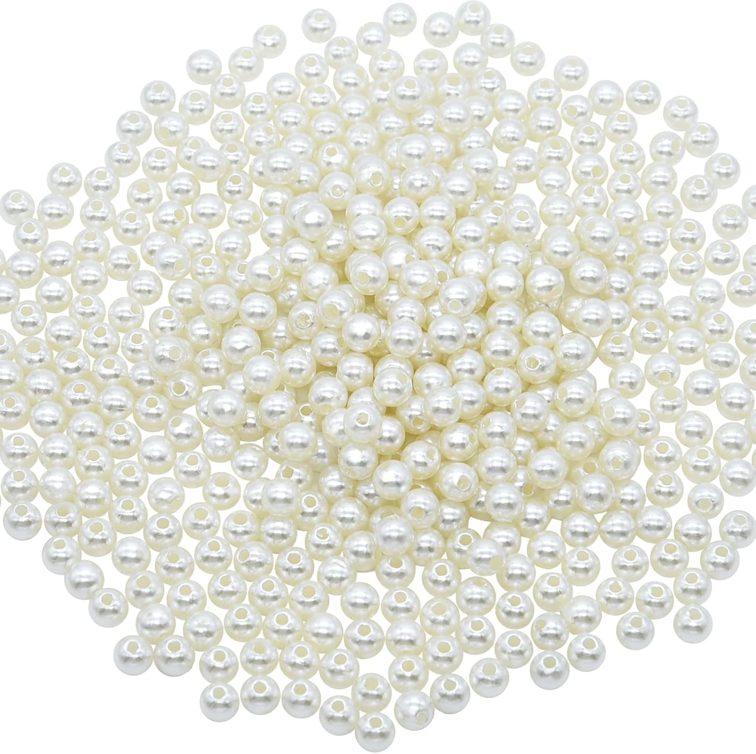 Hapeper 1000 Pack 6mm Plastic Pearl Beads, Round Artificial Pearls with Hole for DIY Craft Jewelry Making Necklace Bracelet (Beige) : Arts, Crafts & Sewing