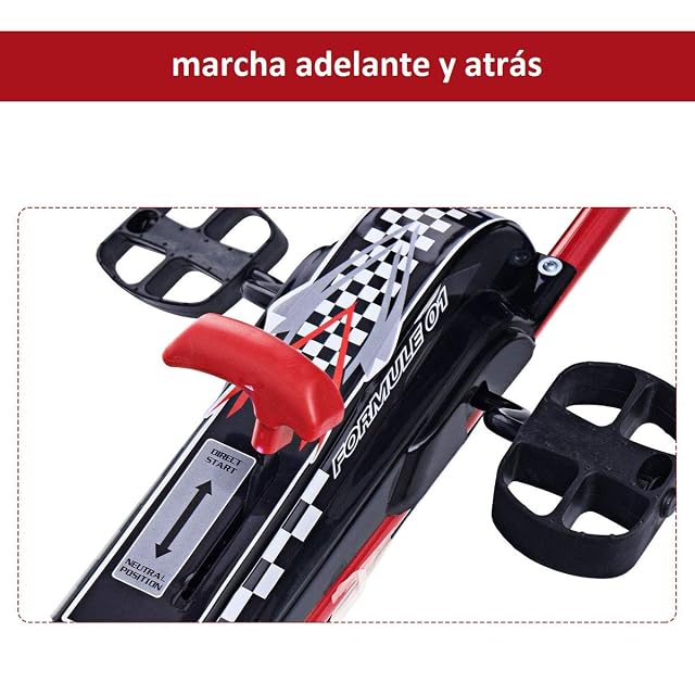 Foto 4 de 7 de COSTWAY Go Kart Racing para Niños Coche de Pedal Asiento Ajustable con Ruedas de Goma Embrague y Freno…
