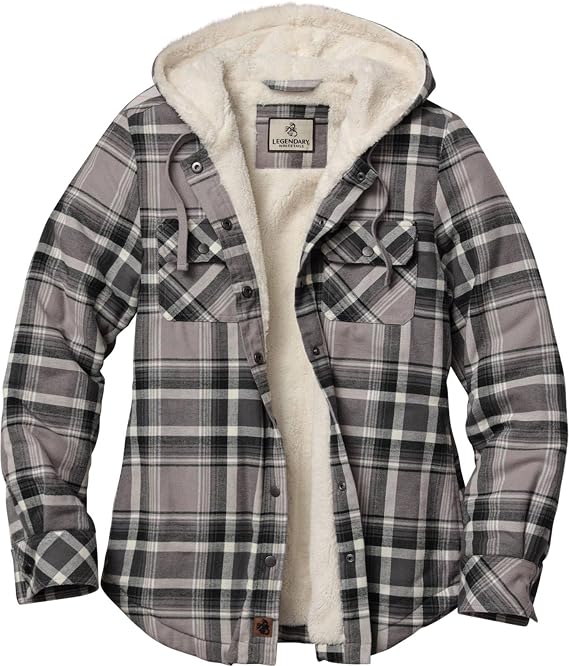 Legendary Whitetails Womens Sherpa Lined Hooded Shirt Jacket