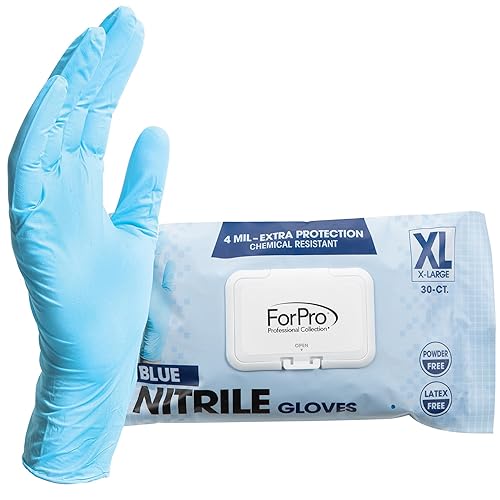 Miniatura 10 de ForPro Professional Collection Guantes desechables de nitrilo resistentes a productos químicos, sin polvo, sin látex, no estériles, seguros para