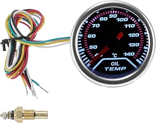 Oil Temp Temperature Gauge Meter Kit Grey Engine Temp Gauge 2" 52mm White 40Degrees Celsius-150Degrees Celsius