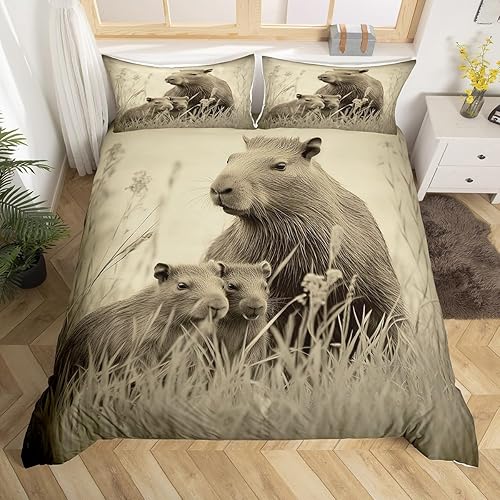Capybara Lover - Juego de ropa de cama individual, bonita funda de edredón de Capybara para amantes de Capybara, decoración del hogar, divertida