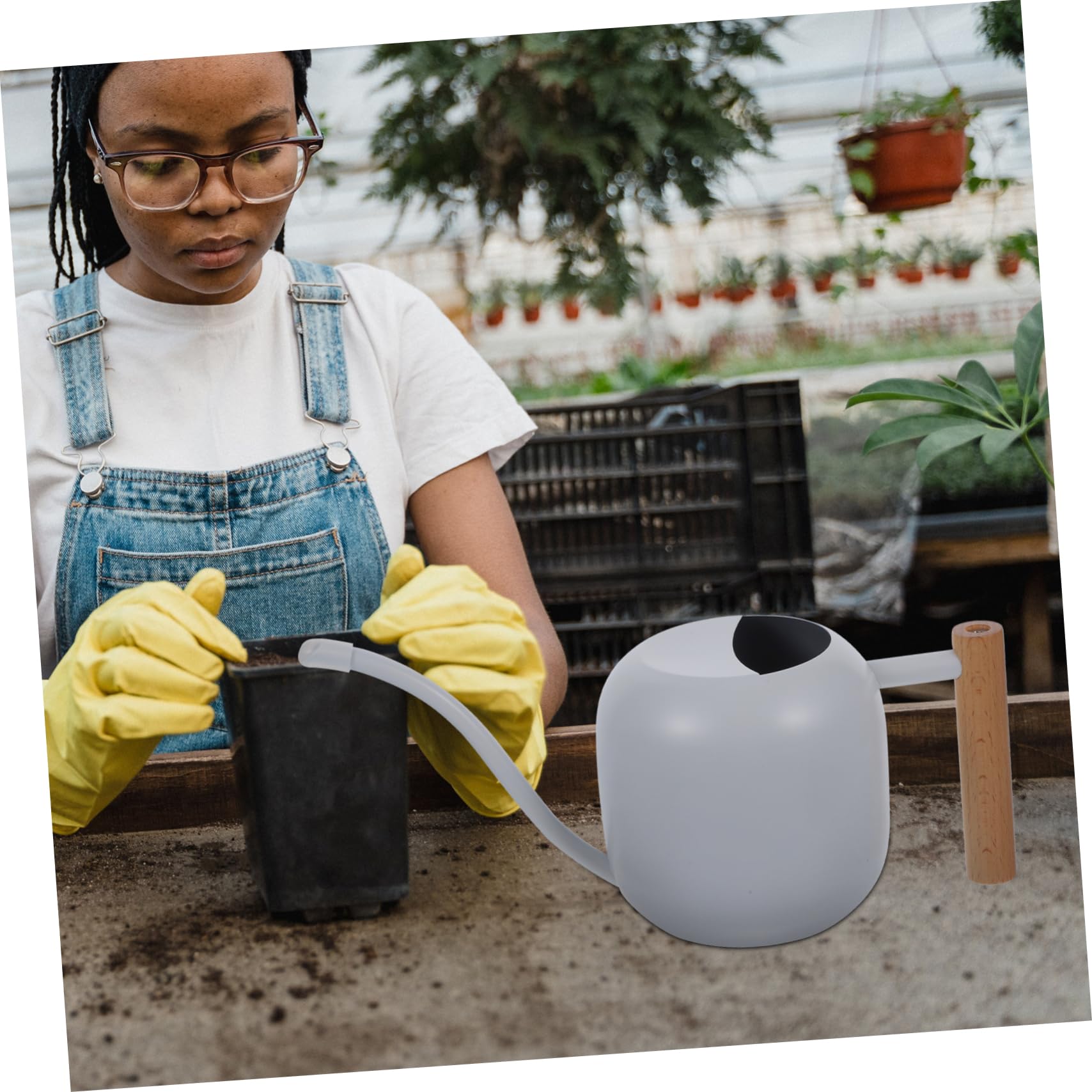 Regadera Pequeña De Largo 1.2l para Plantas Mango Ergonómico y Hervidor De Acero Inoxidable